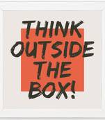 Think outside the box  Office White Framed Wall Hanging Art Print for Office  Home Reading Room  ( 8x8 ) Inch