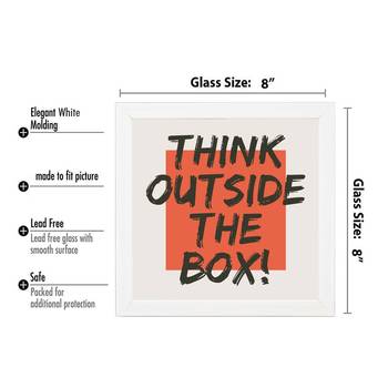 Think outside the box  Office White Framed Wall Hanging Art Print for Office  Home Reading Room  ( 8x8 ) Inch 3