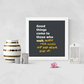 Good things  Office White Framed Wall Hanging Art Print for Office  Home Reading Room  ( 8x8 ) Inch 2