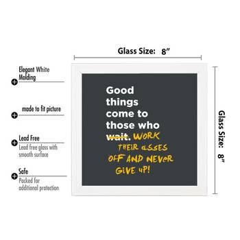 Good things  Office White Framed Wall Hanging Art Print for Office  Home Reading Room  ( 8x8 ) Inch 3