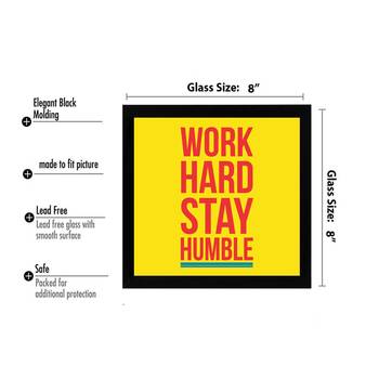 Work Hard Stay Humble  Office Black Framed Wall Hanging Art Print for Office  Home Reading Room  ( 8x8 ) Inch 3