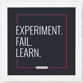 Experiment fail Learn  Office White Framed Wall Hanging Art Print for Office  Home Reading Room  ( 8x8 ) Inch 1