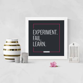 Experiment fail Learn  Office White Framed Wall Hanging Art Print for Office  Home Reading Room  ( 8x8 ) Inch 2