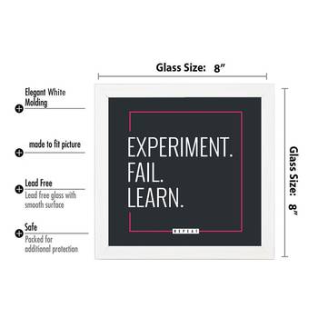 Experiment fail Learn  Office White Framed Wall Hanging Art Print for Office  Home Reading Room  ( 8x8 ) Inch 3