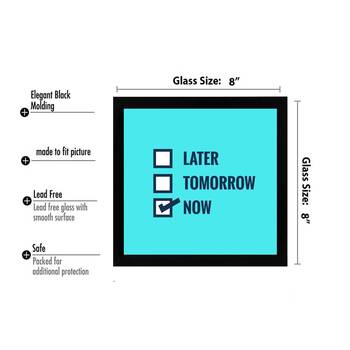 Later Tomorrow Now  Office Black Framed Wall Hanging Art Print for Office  Home Reading Room  ( 8x8 ) Inch 3