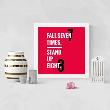 Fall 7 stand 8  Office White Framed Wall Hanging Art Print for Office  Home Reading Room  ( 8x8 ) Inch 2