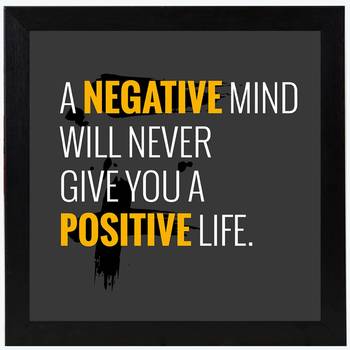 Positive life  Office Black Framed Wall Hanging Art Print for Office  Home Reading Room  ( 8x8 ) Inch 1