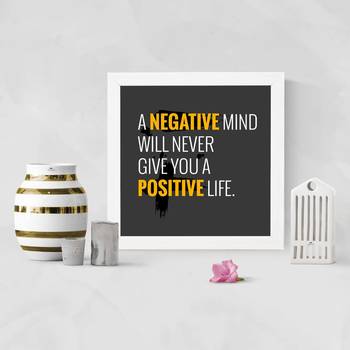 Positive life  Office White Framed Wall Hanging Art Print for Office  Home Reading Room  ( 8x8 ) Inch 2