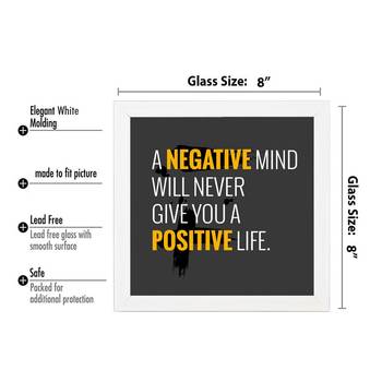 Positive life  Office White Framed Wall Hanging Art Print for Office  Home Reading Room  ( 8x8 ) Inch 3