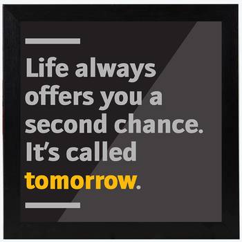 Second Chance life  Office Black Framed Wall Hanging Art Print for Office  Home Reading Room  ( 8x8 ) Inch 1
