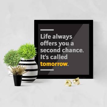Second Chance life  Office Black Framed Wall Hanging Art Print for Office  Home Reading Room  ( 8x8 ) Inch 2
