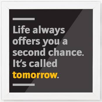 Second Chance life  Office White Framed Wall Hanging Art Print for Office  Home Reading Room  ( 8x8 ) Inch 1