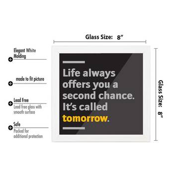 Second Chance life  Office White Framed Wall Hanging Art Print for Office  Home Reading Room  ( 8x8 ) Inch 3