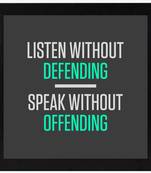 Defending Offending  Office Black Framed Wall Hanging Art Print for Office  Home Reading Room  ( 8x8 ) Inch