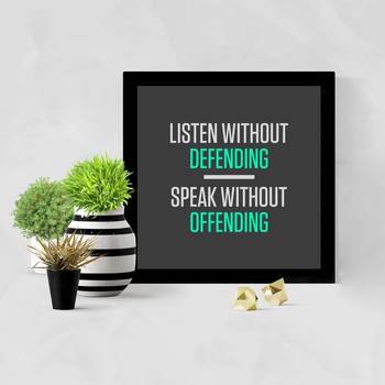 Defending Offending  Office Black Framed Wall Hanging Art Print for Office  Home Reading Room  ( 8x8 ) Inch 2