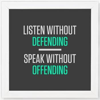 Defending Offending  Office White Framed Wall Hanging Art Print for Office  Home Reading Room  ( 8x8 ) Inch 1