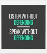 Defending Offending  Office White Framed Wall Hanging Art Print for Office  Home Reading Room  ( 8x8 ) Inch