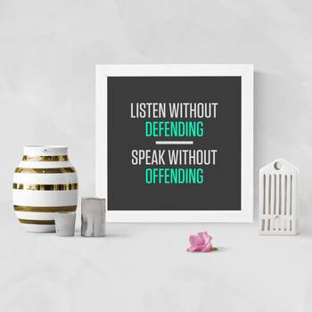 Defending Offending  Office White Framed Wall Hanging Art Print for Office  Home Reading Room  ( 8x8 ) Inch 2