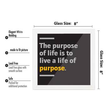 Life of Purpose  Office White Framed Wall Hanging Art Print for Office  Home Reading Room  ( 8x8 ) Inch 3