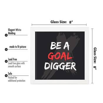 Goal Digger  Office White Framed Wall Hanging Art Print for Office  Home Reading Room  ( 8x8 ) Inch 3