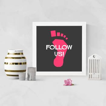 Follow Us  Office White Framed Wall Hanging Art Print for Office  Home Reading Room  ( 8x8 ) Inch 2