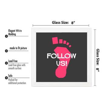 Follow Us  Office White Framed Wall Hanging Art Print for Office  Home Reading Room  ( 8x8 ) Inch 3