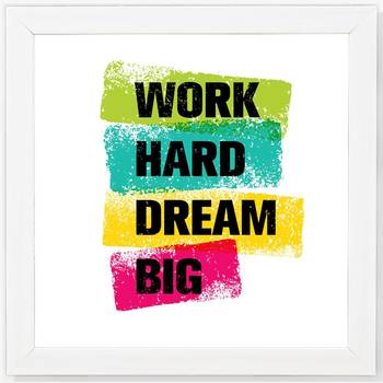 Dream Big  Office White Framed Wall Hanging Art Print for Office  Home Reading Room  ( 8x8 ) Inch 1