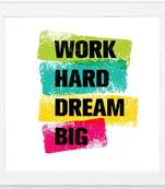 Dream Big  Office White Framed Wall Hanging Art Print for Office  Home Reading Room  ( 8x8 ) Inch