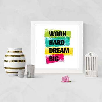 Dream Big  Office White Framed Wall Hanging Art Print for Office  Home Reading Room  ( 8x8 ) Inch 2