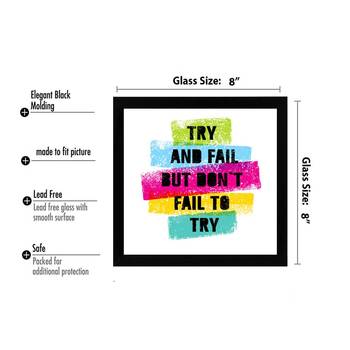 Don't Fail to Try  Office Black Framed Wall Hanging Art Print for Office  Home Reading Room  ( 8x8 ) Inch 3