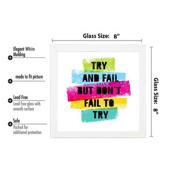 Don't Fail to Try  Office White Framed Wall Hanging Art Print for Office  Home Reading Room  ( 8x8 ) Inch 3