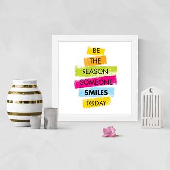 Smile Today  Office White Framed Wall Hanging Art Print for Office  Home Reading Room  ( 8x8 ) Inch 2