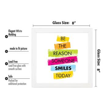 Smile Today  Office White Framed Wall Hanging Art Print for Office  Home Reading Room  ( 8x8 ) Inch 3