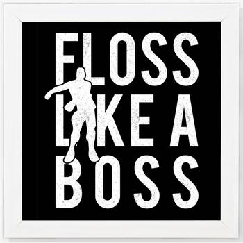 Floss Like a Boss  Office White Framed Wall Hanging Art Print for Office  Home Reading Room  ( 8x8 ) Inch 1
