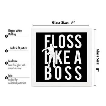 Floss Like a Boss  Office White Framed Wall Hanging Art Print for Office  Home Reading Room  ( 8x8 ) Inch 3