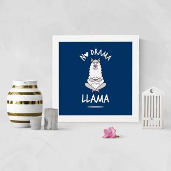 No Drama  Office White Framed Wall Hanging Art Print for Office  Home Reading Room  ( 8x8 ) Inch 2