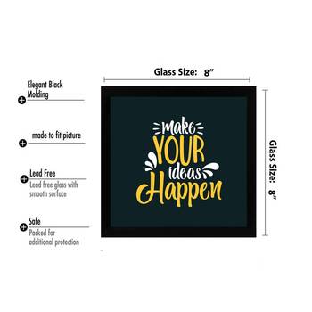 Ideas Happen  Office Black Framed Wall Hanging Art Print for Office  Home Reading Room  ( 8x8 ) Inch 3