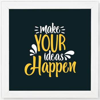 Ideas Happen  Office White Framed Wall Hanging Art Print for Office  Home Reading Room  ( 8x8 ) Inch 1