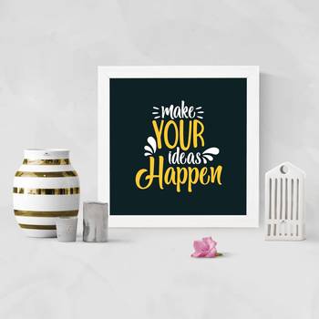 Ideas Happen  Office White Framed Wall Hanging Art Print for Office  Home Reading Room  ( 8x8 ) Inch 2