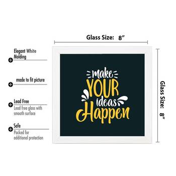 Ideas Happen  Office White Framed Wall Hanging Art Print for Office  Home Reading Room  ( 8x8 ) Inch 3