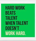 Hard Work Talent  Office White Framed Wall Hanging Art Print for Office  Home Reading Room  ( 8x8 ) Inch