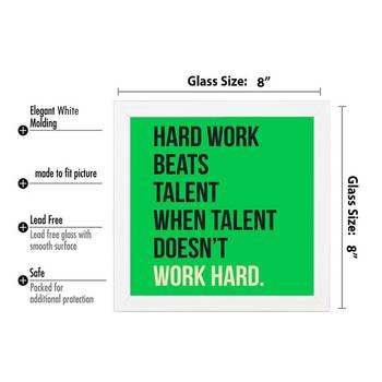 Hard Work Talent  Office White Framed Wall Hanging Art Print for Office  Home Reading Room  ( 8x8 ) Inch 3