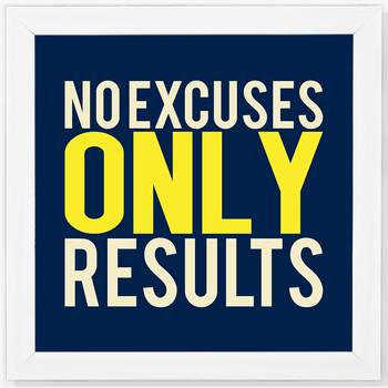 No Excuses  Office White Framed Wall Hanging Art Print for Office  Home Reading Room  ( 8x8 ) Inch 1