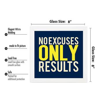 No Excuses  Office White Framed Wall Hanging Art Print for Office  Home Reading Room  ( 8x8 ) Inch 3