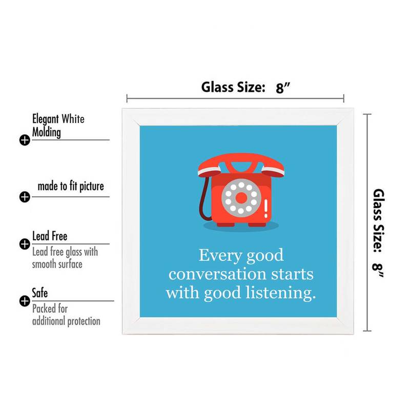 good conversion start to good listen  Office White Framed Wall Hanging Art Print for Office  Home Reading Room