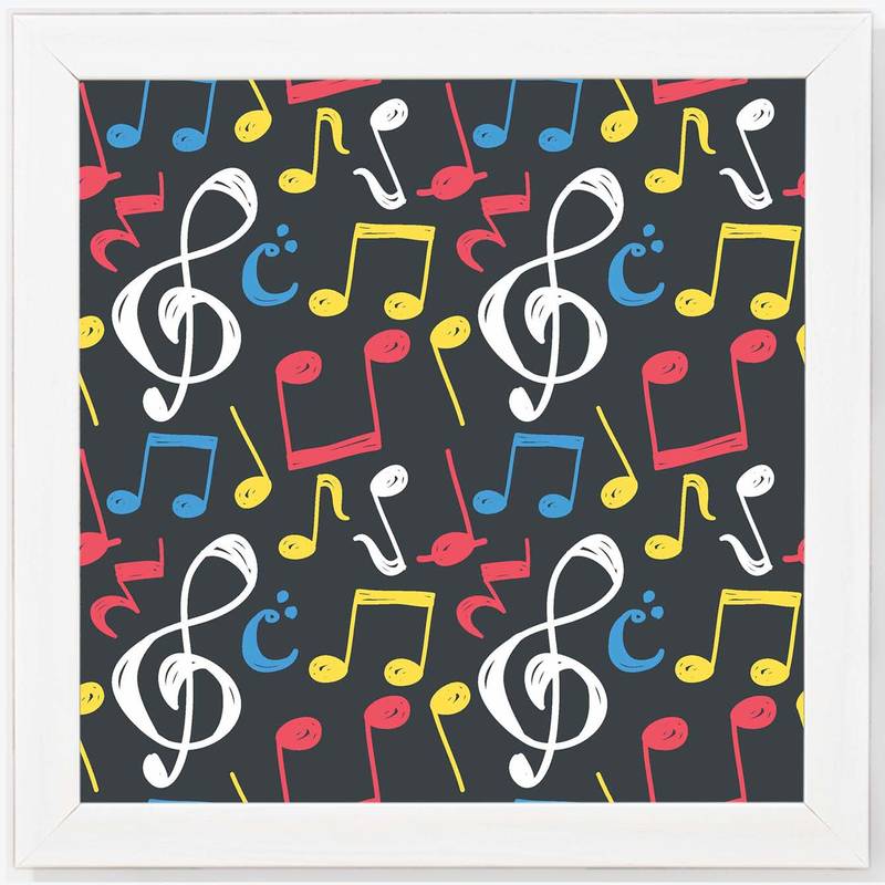 Music Art Music   Music White Framed Wall Hanging Art Print for Office  Home Reading Room  ( 8x8 ) Inch
