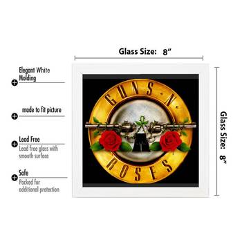 Guns and Roses Music Band  Music White Framed Wall Hanging Art Print for Office  Home Reading Room  ( 8x8 ) Inch 3