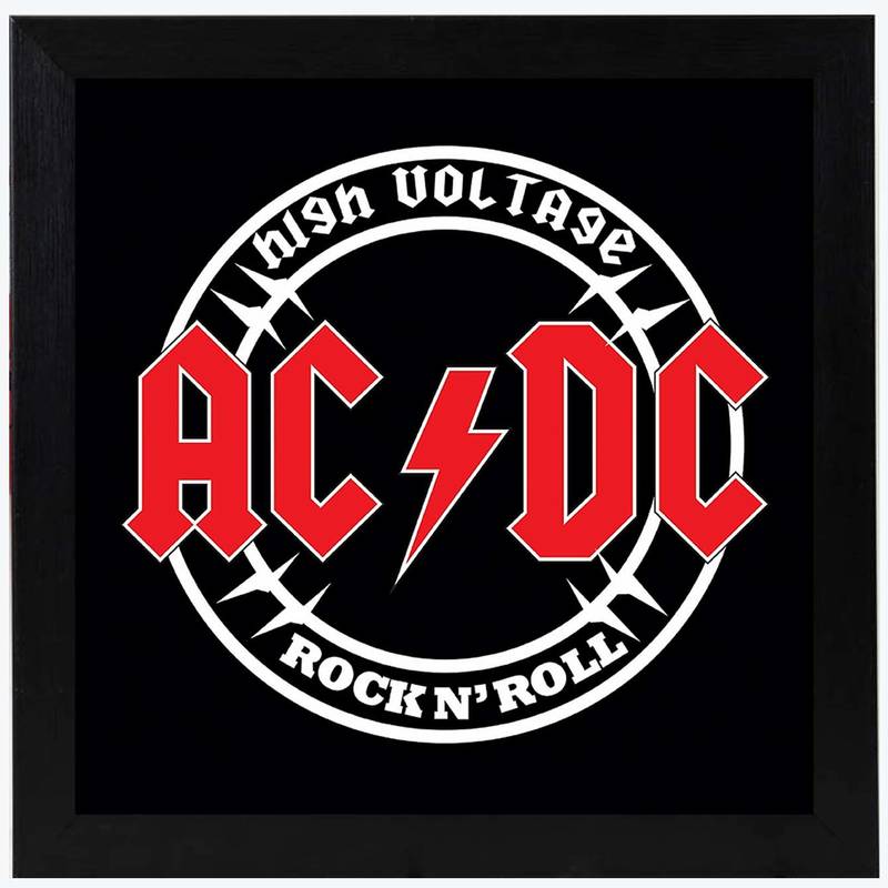 AC DC Band Group  Music Black Framed Wall Hanging Art Print for Office  Home Reading Room  ( 8x8 ) Inch