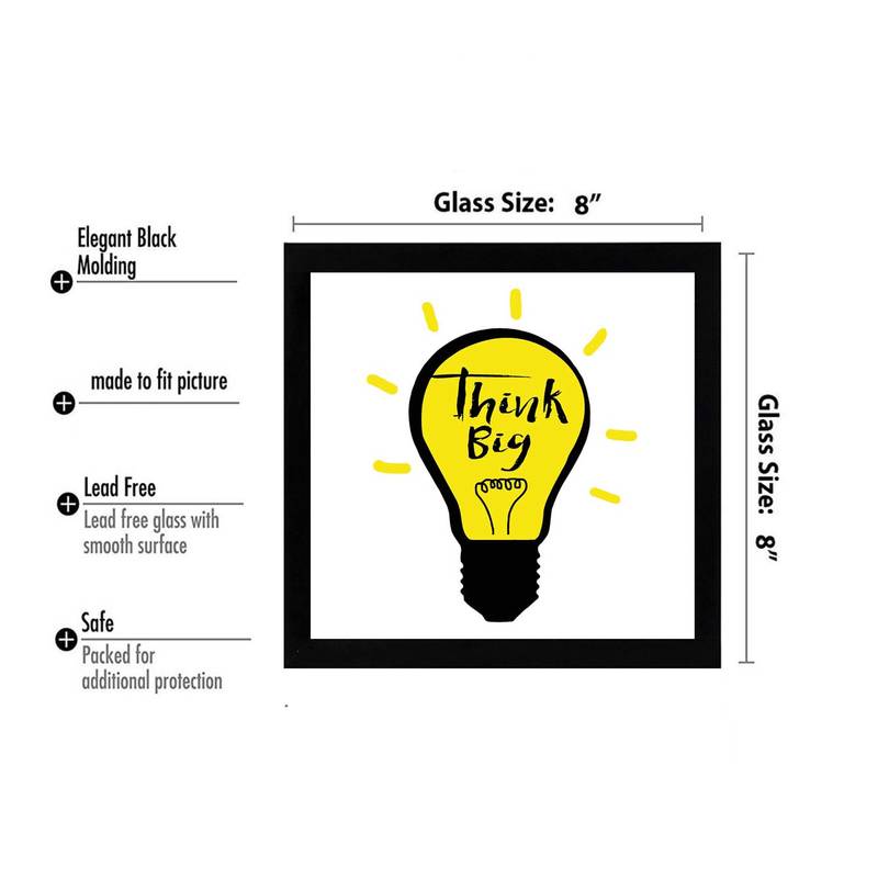 Think Big  Motivational Black Framed Wall Hanging Art Print for Office  Home Reading Room  ( 8x8 ) Inch