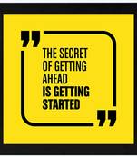 Getting Started  Motivational Black Framed Wall Hanging Art Print for Office  Home Reading Room  ( 8x8 ) Inch